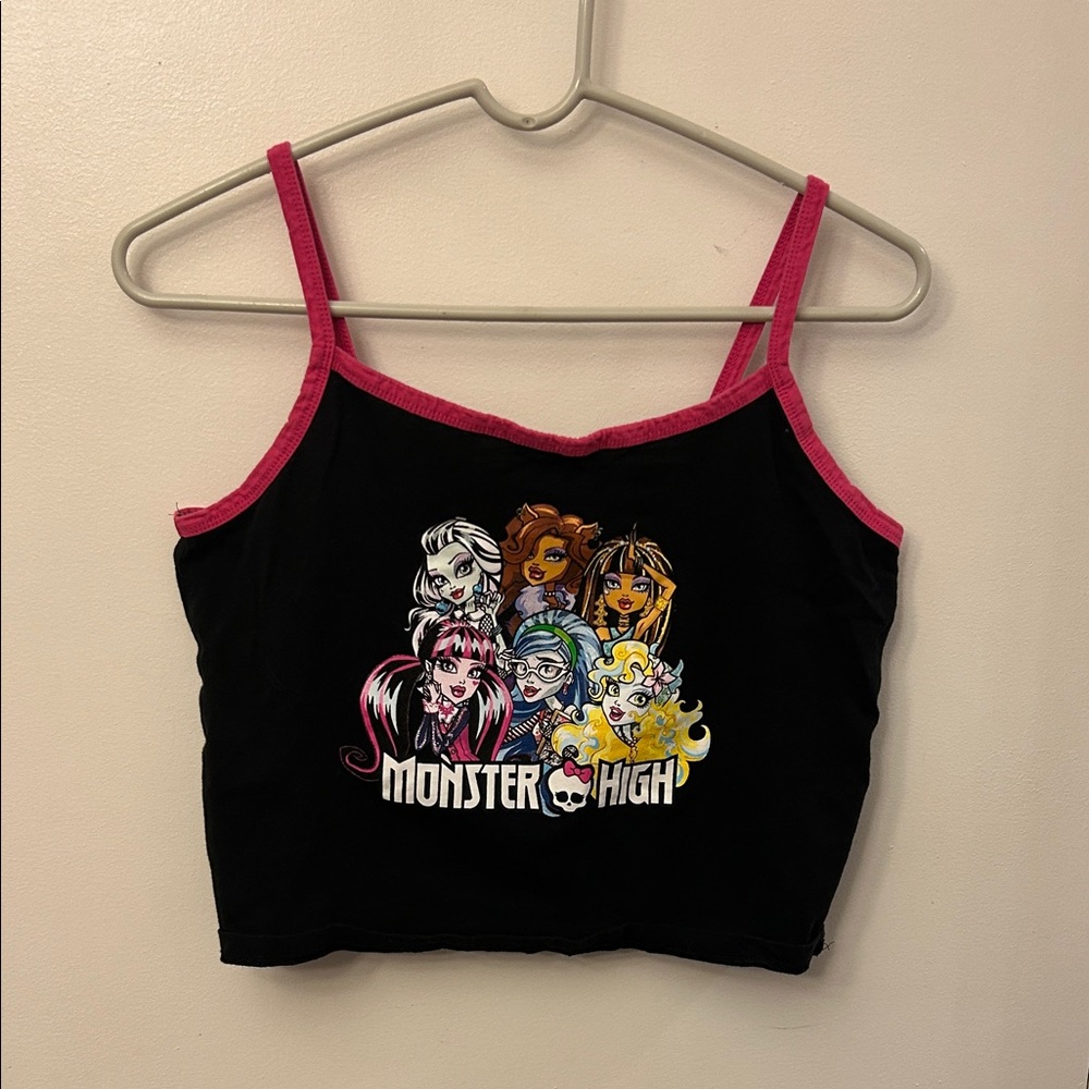 Monster High Black and Pink Crop Top Medium